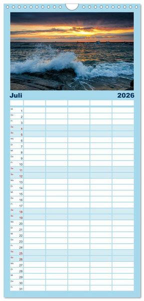 Produktbild: Familienplaner 2026 - Faszination Meer und Wolken mit 5 Spalten (Wandkalender, 21 x 45 cm) CALVENDO