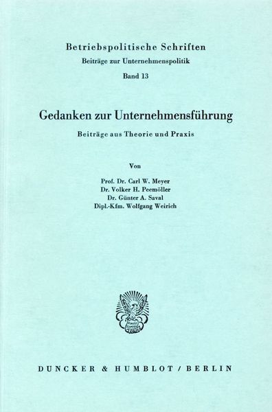 Produktbild: Gedanken zur Unternehmensf&uuml;hrung.