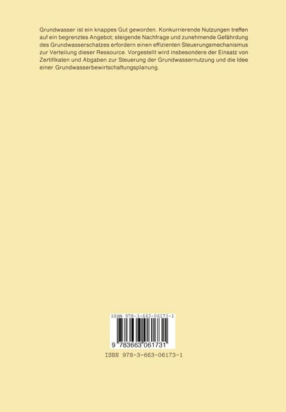 Produktbild: Ansatzpunkte zur Verbesserung der Allokation knapper Grundwasserressourcen