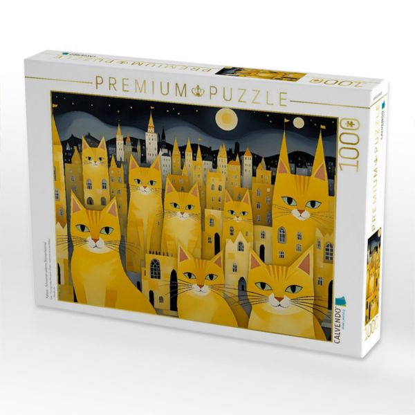 Produktbild: CALVENDO Puzzle Katzen - Schnurren unterm Sternenhimmel | 1000 Teile Lege-Gr&ouml;&szlig;e 64x48cm Foto-Puzzle f&uuml;r gl&uuml;ckliche Stunden