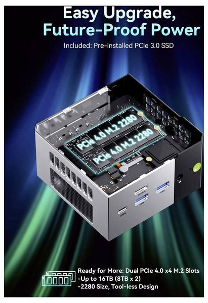 Produktbild: GMKtec Mini PC G3S-2 Intel&reg; Processor N95 16+512GB Intel&reg; Processor N95 3.4GHz 16GB RAM 512GB SSD Intel UHD Graphics Win 11 Pro G