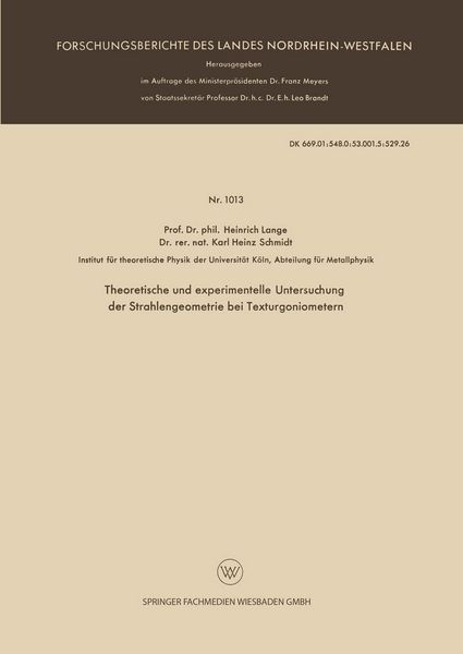 Produktbild: Theoretische und experimentelle Untersuchung der Strahlengeometrie bei Texturgoniometern