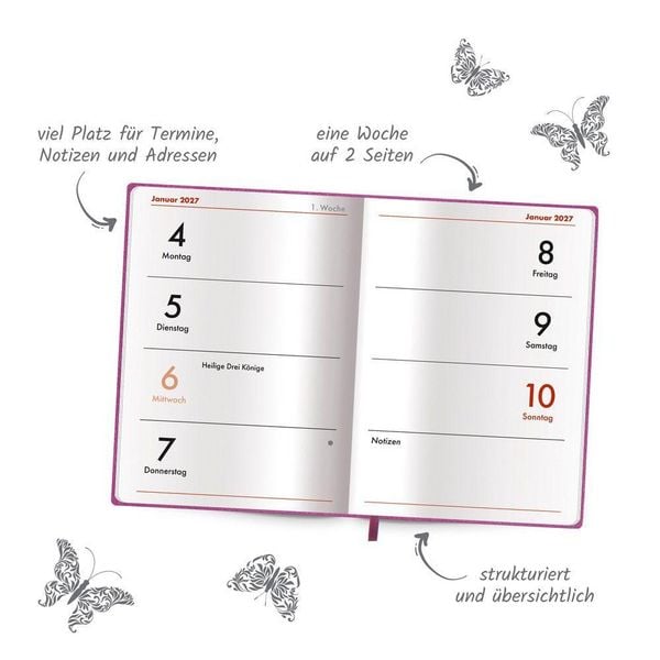 Produktbild: TR&Ouml;TSCH - Taschenkalender A7 Soft Touch Schmetterlinge 2027