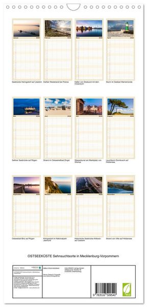 Produktbild: Familienplaner 2026 - OSTSEEK&Uuml;STE Sehnsuchtsorte in Mecklenburg-Vorpommern mit 5 Spalten (Wandkalender, 21 x 45 cm) CALVENDO