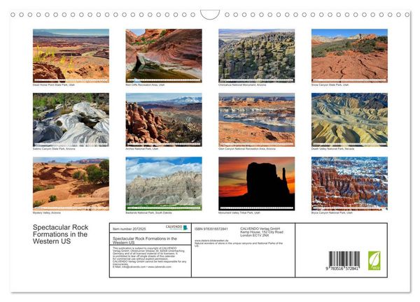 Produktbild: Spectacular Rock Formations in the Western US (Wall Calendar 2026 DIN A3 landscape), CALVENDO 12 Month Wall Calendar