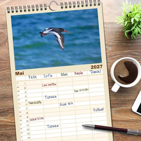 Produktbild: Familienplaner 2027 - An der Nordsee mit 5 Spalten (Wandkalender, 21 x 45 cm) CALVENDO
