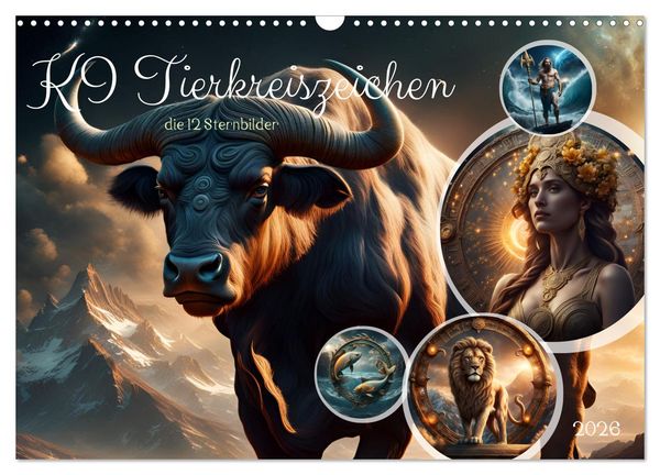 Produktbild: KI Tierkreiszeichen (Wandkalender 2026 DIN A3 quer), CALVENDO Monatskalender