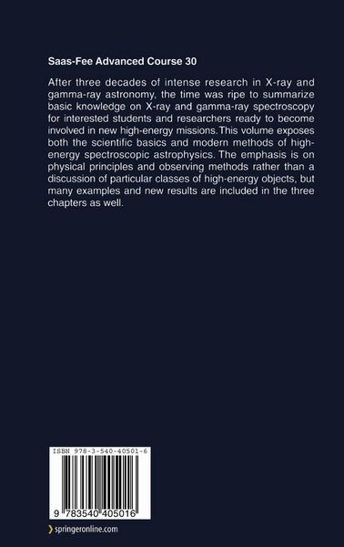 Produktbild: High-Energy Spectroscopic Astrophysics