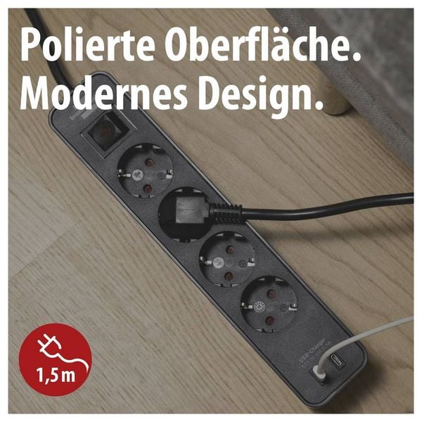Produktbild: Brennenstuhl 1153240106 Steckdosenleiste mit Schalter Schwarz Schutzkontakt 1 St.