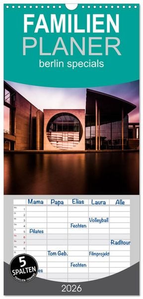 Produktbild: Familienplaner 2026 - berlin specials mit 5 Spalten (Wandkalender, 21 x 45 cm) CALVENDO
