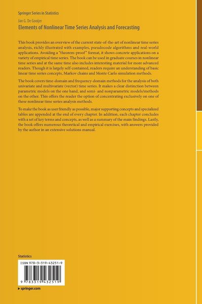 Produktbild: Elements of Nonlinear Time Series Analysis and Forecasting
