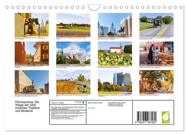 Produktbild: Pennsylvania. Die Wiege der USA zwischen Tradition und Moderne (Wandkalender 2026 DIN A4 quer), CALVENDO Monatskalender