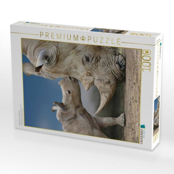 Produktbild: CALVENDO Puzzle Nashornbaby mit Muttertier | 1000 Teile Lege-Gr&ouml;&szlig;e 64x48cm Foto-Puzzle f&uuml;r gl&uuml;ckliche Stunden