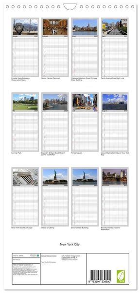 Produktbild: Familienplaner 2027 - New York City mit 5 Spalten (Wandkalender, 21 x 45 cm) CALVENDO