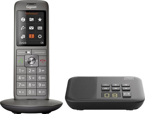 Gigaset CL660A + Box 200 DECT/GAP Schnurloses Telefon analog Anrufbeantworter Anthrazit