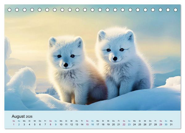 Produktbild: Tierkinder in Eis und Schnee (Tischkalender 2026 DIN A5 quer), CALVENDO Monatskalender