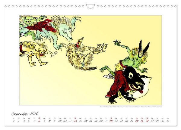 Produktbild: Kawanabe Kyosai - Einhundert D&auml;monen Kunstkalender (Wandkalender 2026 DIN A3 quer), CALVENDO Monatskalender