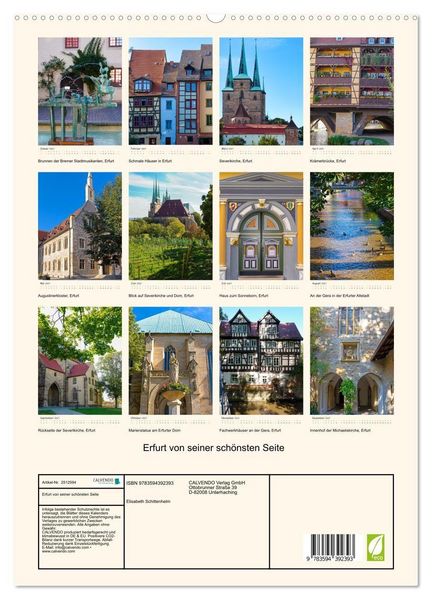 Produktbild: Erfurt von seiner sch&ouml;nsten Seite (hochwertiger Premium Wandkalender 2027 DIN A2 hoch), Kunstdruck in Hochglanz