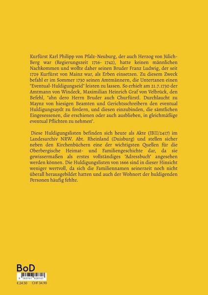 Produktbild: Bergisches Adressbuch 1731 Amt Windeck
