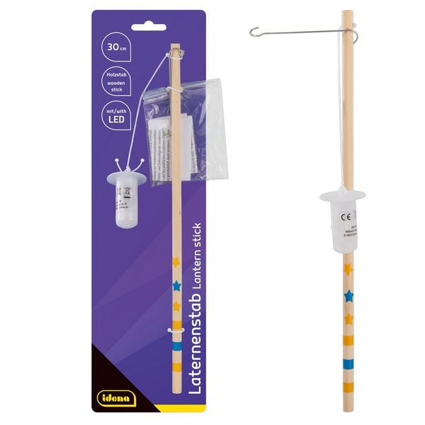 Idena Laternenstab Holz mit LED 30cm inkl. Batterien 2xLR44