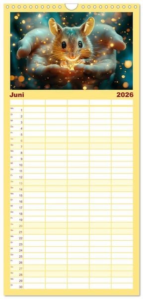 Produktbild: Familienplaner 2026 - Tierische Balance mit 5 Spalten (Wandkalender, 21 x 45 cm) CALVENDO