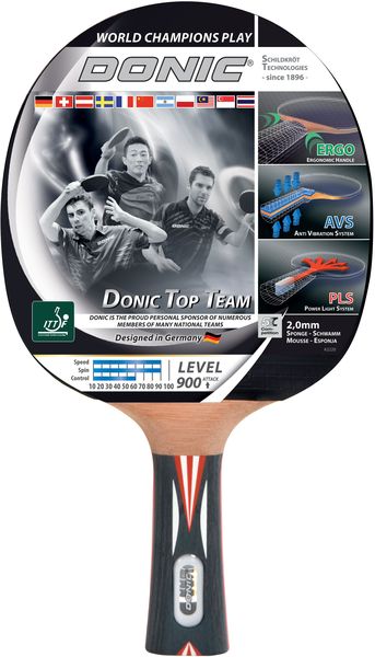 Tischtennis Schläger Top Teams 900 mit AVS Technologie und PLS Eego Griff, Holz/Natur, One Size