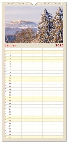 Produktbild: Familienplaner 2026 - Stimmungsvolle Landschaften in Sachsen mit 5 Spalten (Wandkalender, 21 x 45 cm) CALVENDO