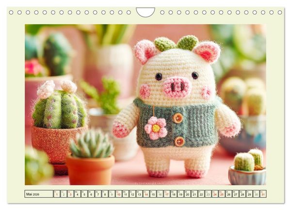 Produktbild: Amigurumi-Gl&uuml;ck. Niedliche H&auml;ckelkunst aus Japan (Wandkalender 2026 DIN A4 quer), CALVENDO Monatskalender