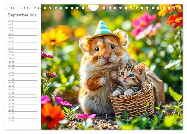 Produktbild: Hamsterhausen - Ein Hamster und seine tierischen Freunde (Wandkalender 2026 DIN A4 quer), CALVENDO Monatskalender