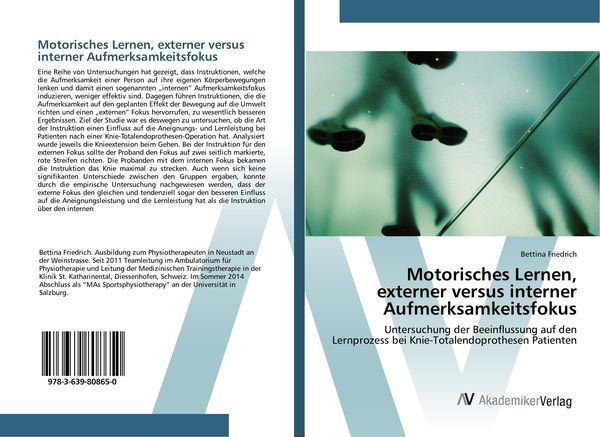 Produktbild: Motorisches Lernen, externer versus interner Aufmerksamkeitsfokus