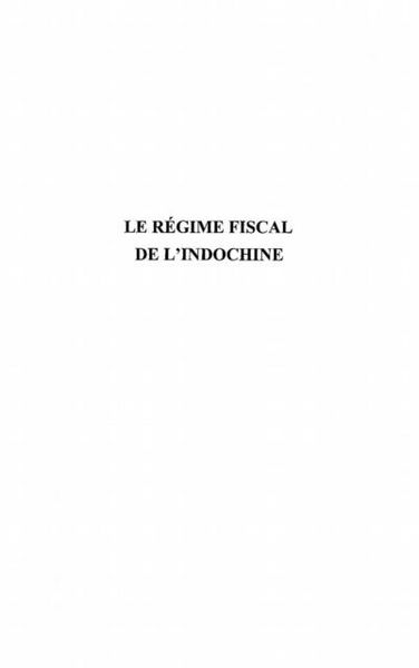 Produktbild: Le Regime Fiscal De L'indochine