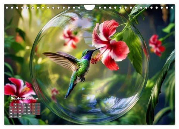 Produktbild: Kolibri in der Glaskugel (Wandkalender 2026 DIN A4 quer), CALVENDO Monatskalender