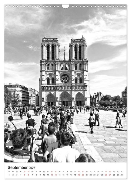 Produktbild: Paris schwarz wei&szlig; 2026 (Wandkalender 2026 DIN A3 hoch), CALVENDO Monatskalender