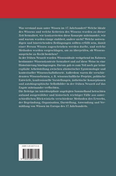Wissensideale und Wissenskulturen in der Frühen Neuzeit