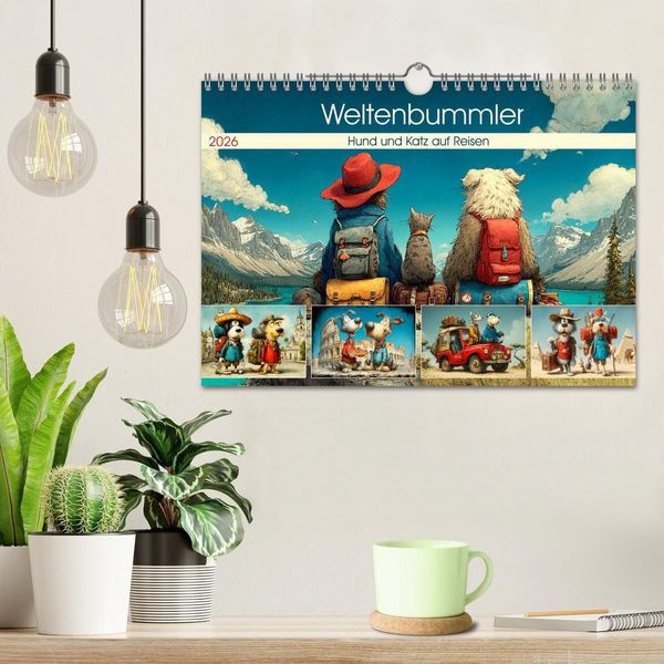 Produktbild: Weltenbummler. Hund und Katz auf Reisen (Wandkalender 2026 DIN A4 quer), CALVENDO Monatskalender