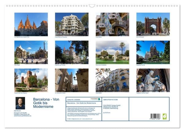 Produktbild: Barcelona - Von Gotik bis Modernisme (Wandkalender 2026 DIN A2 quer), CALVENDO Monatskalender