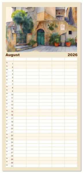 Produktbild: Familienplaner 2026 - Idylle im Latium mit 5 Spalten (Wandkalender, 21 x 45 cm) CALVENDO