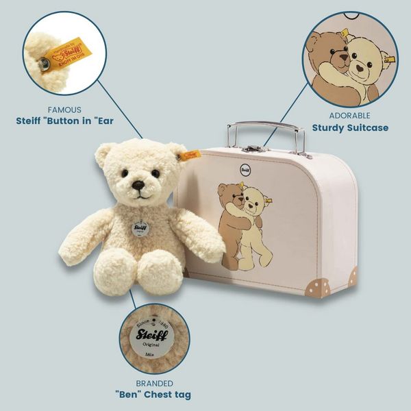 Produktbild: Steiff 114038 - Teddyb&auml;r Mila im Koffer, vanille, 21 cm
