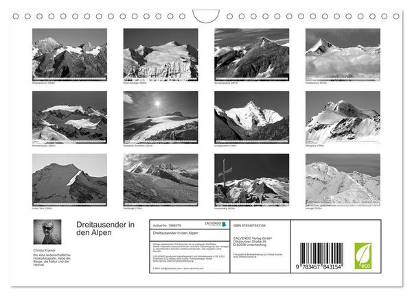 Produktbild: Dreitausender in den Alpen (Wandkalender 2026 DIN A4 quer), CALVENDO Monatskalender