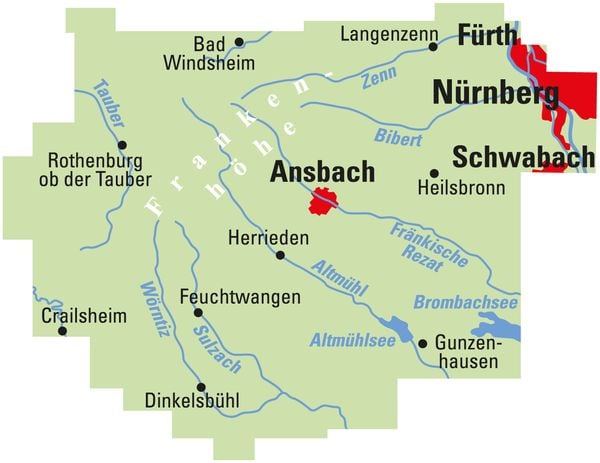 Produktbild: ADFC-Regionalkarte Romantisches Franken, 1:60.000, rei&szlig;- und wetterfest, GPS-Tracks Download