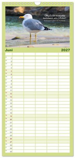 Produktbild: Familienplaner 2027 - Ruhe und Gelassenheit 2027 mit 5 Spalten (Wandkalender, 21 x 45 cm) CALVENDO