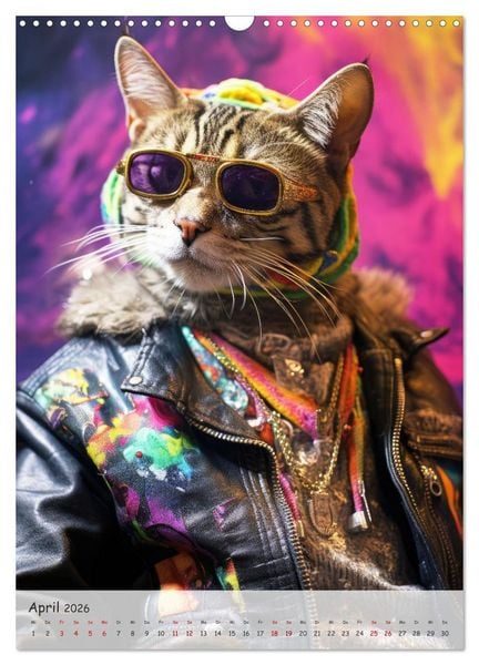 Produktbild: Katzen im lustigen Gangsterlook (Wandkalender 2026 DIN A3 hoch), CALVENDO Monatskalender
