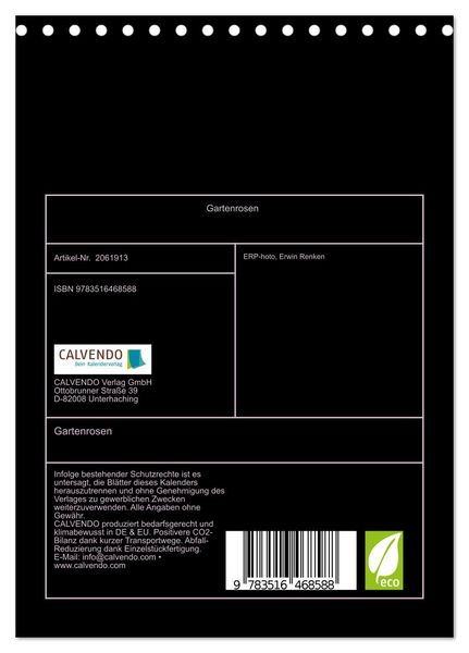 Produktbild: Gartenrosen (Tischkalender 2026 DIN A5 hoch), CALVENDO Monatskalender