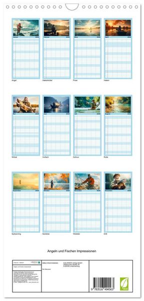 Produktbild: Familienplaner 2026 - Angeln und Fischen Impressionen mit 5 Spalten (Wandkalender, 21 x 45 cm) CALVENDO