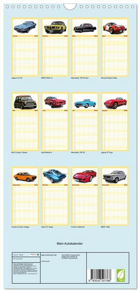 Produktbild: Familienplaner 2026 - Mein Autokalender mit 5 Spalten (Wandkalender, 21 x 45 cm) CALVENDO