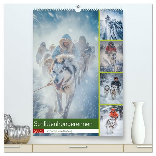 Produktbild: Schlittenhunderennen (hochwertiger Premium Wandkalender 2026 DIN A2 hoch), Kunstdruck in Hochglanz