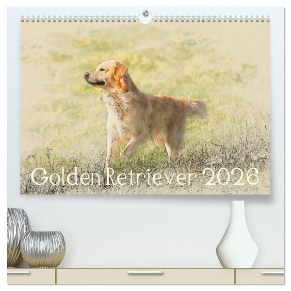 Produktbild: Golden Retriever 2026 (hochwertiger Premium Wandkalender 2026 DIN A2 quer), Kunstdruck in Hochglanz