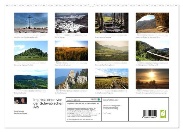 Produktbild: Impressionen von der Schw&auml;bischen Alb (hochwertiger Premium Wandkalender 2026 DIN A2 quer), Kunstdruck in Hochglanz