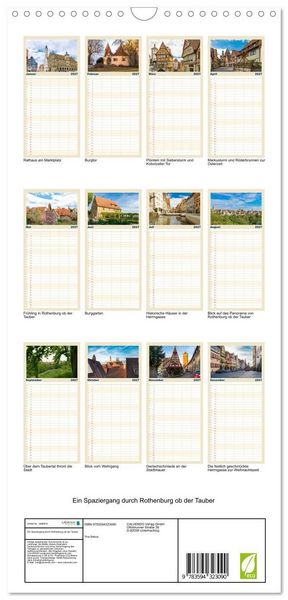 Produktbild: Familienplaner 2027 - Ein Spaziergang durch Rothenburg ob der Tauber mit 5 Spalten (Wandkalender, 21 x 45 cm) CALVENDO