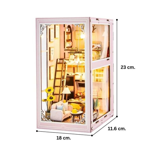 Produktbild: FiguredArt M2413 - DIY Book Nook, Pink Loft, Puzzle, 54 Teile, Miniatur-Diorama